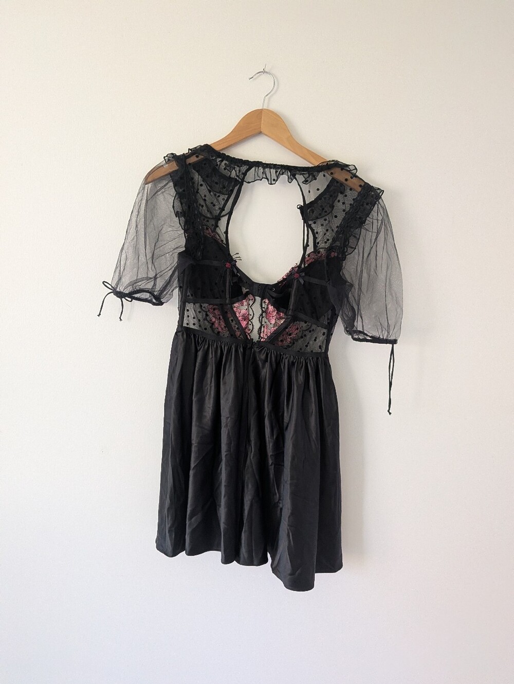 For Love and Lemons Juliet Puff Sleeve Black Lace Dress - Picture 12 of 12
